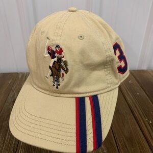 U.S. Polo Assn. Tan Cap with Red and Blue Embroidery